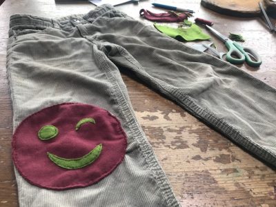 smiley patch on children's pants