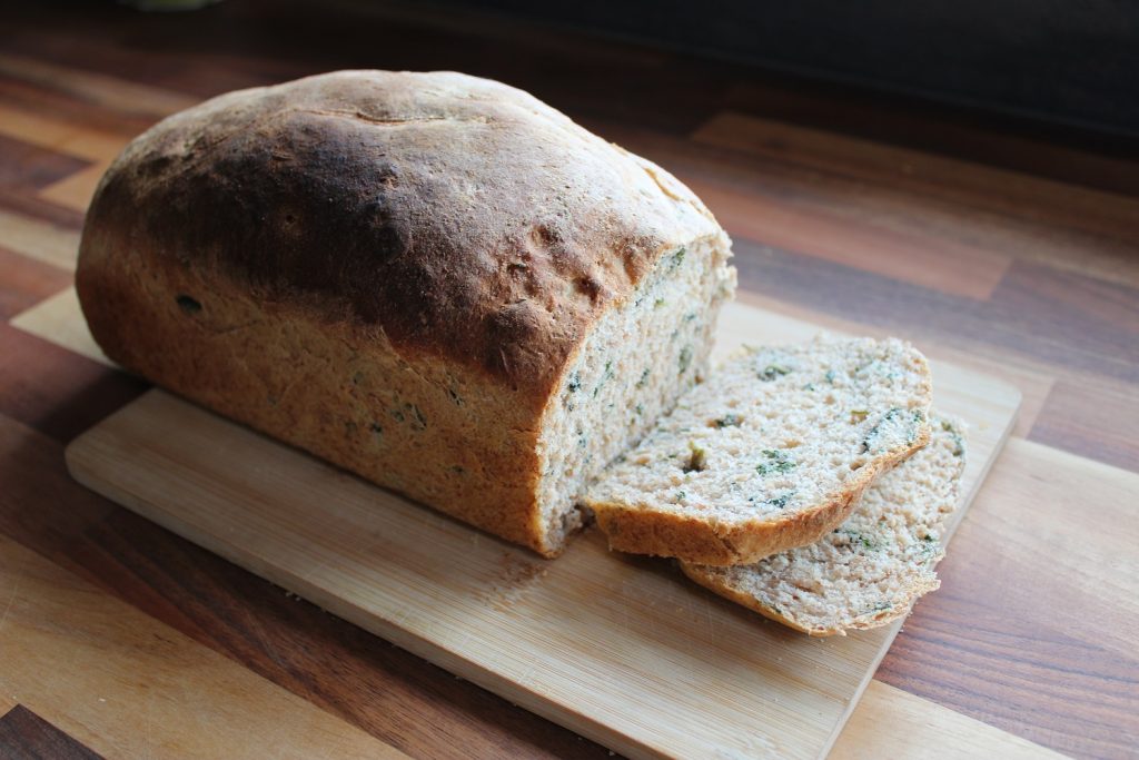 wholemeal nettle bread on bread board